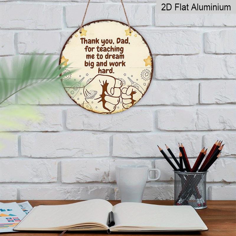 2D Flat, 1pc 7.87Inch Round Aluminum Sign, "Thank You, Dad" Vintage Aluminum Plaque, a Gratitude Decorative Sign for Father, Suitable for Decorating