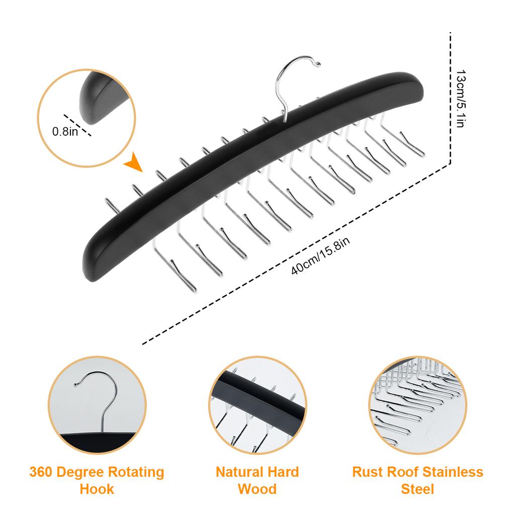 Holz-Trägeraufhänger Camisole Organizer mit 24 Metallhaken Multifunktionaler Haken Geeignet für Studentenwohnheim Wohnung Schlafzimmer