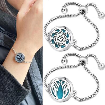 Stainless Steel Aromatherapy Bracelet Flower Hollow Perfume Diffuser