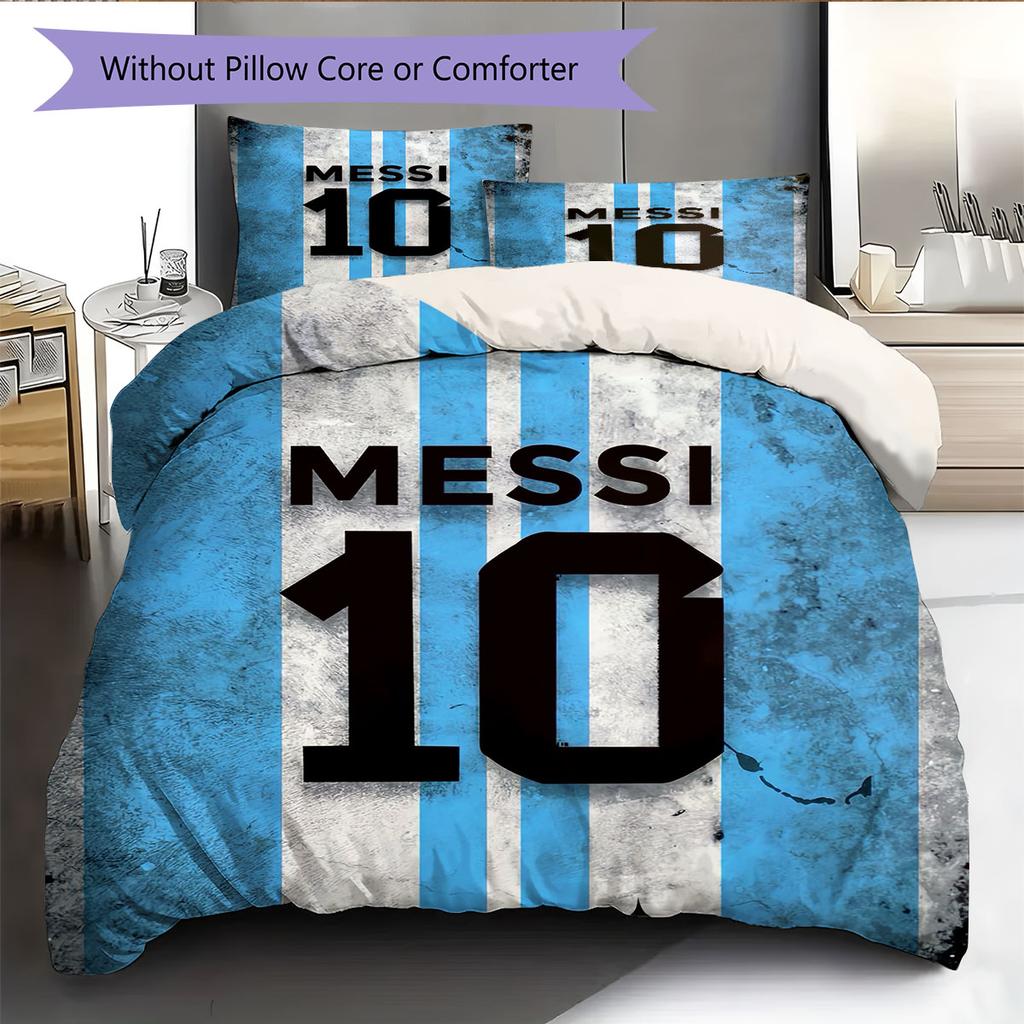 Biancheria da letto con motivo Lionel Messi Decorazione per la casa Regalo di compleanno (1 * copripiumino + 2 * federa, senza nucleo),merchandising per fan.