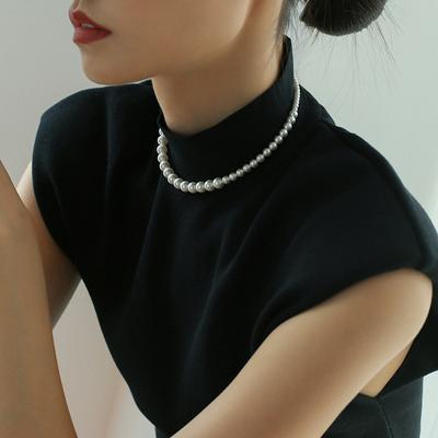 Simple and Gradual Artificial Pearl Necklace for Women's Elegant Style Pearl Collar Chain Chocker Neckchain