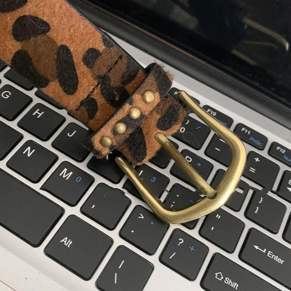 Punk Style Leopard Print Belt Designer Women's Waist Belt Daily Rivet Waist Belt  Streetwear