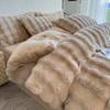 Winter Bubble Rabbit Fleece Four-piece Set Milk Fleece Thickened Flannel Warm Coral Fleece Quilt Cover