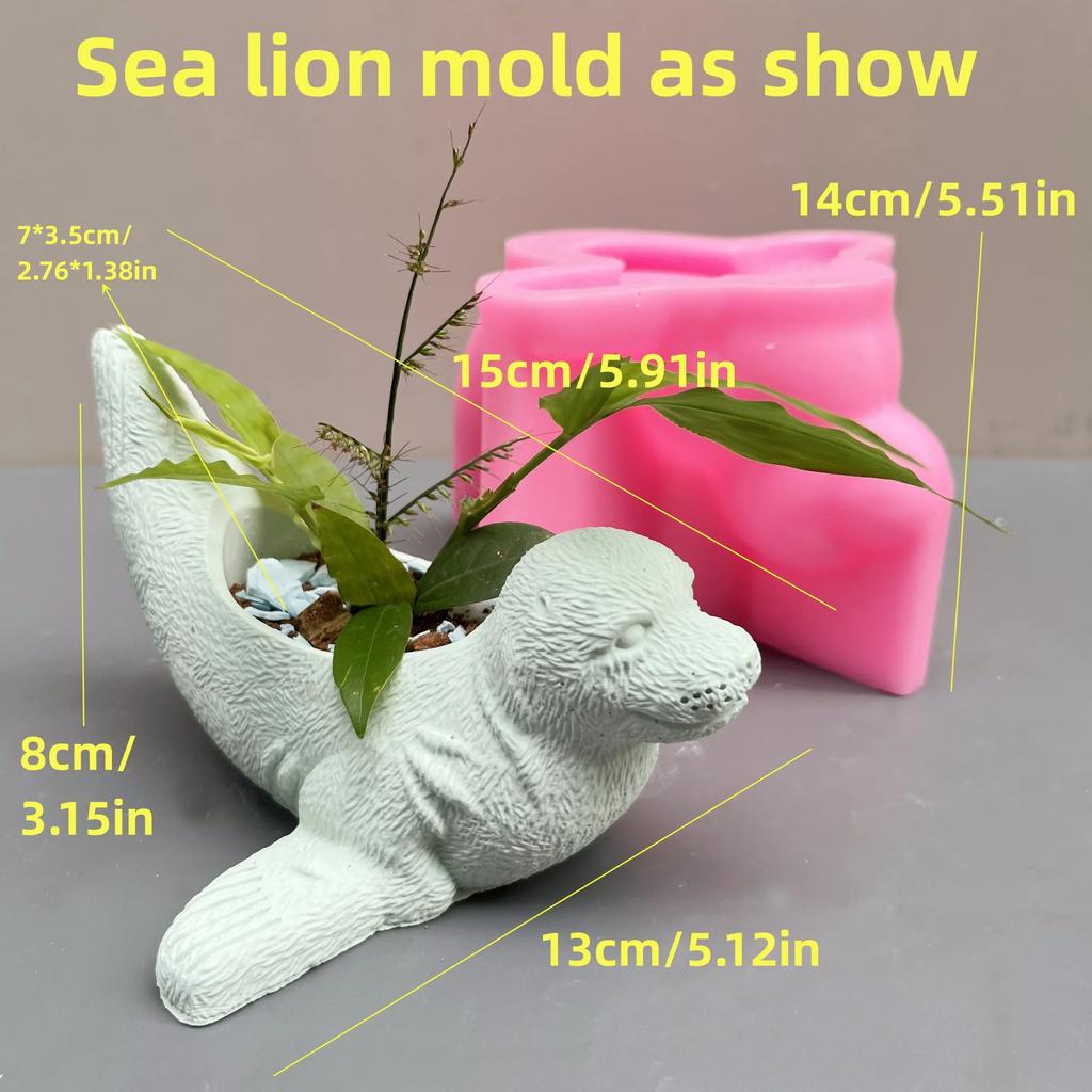 Large DIY Marine Animal Whale Seal Succulent Plant Flower Pot Resin Silicone Mold Lighthouse Candle Cup Concrete Gypsum Mold