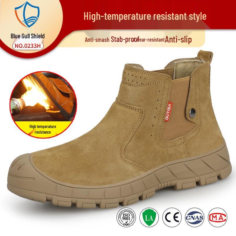 Breathable Men’s Fireproof, Anti-Smash, Anti-Puncture Safety Shoes - Comfortable, Wear-Resistant, Non-Slip Work Shoes for Welders