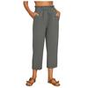 Women's Straight Pants Pockets Elastic Waist Solid Cropped Pants Casual Pants