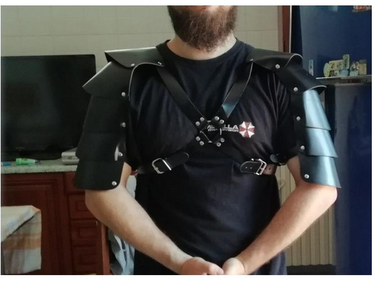 Men's Faux Leather Adjustable Shoulder Strap Corset Bodysuit SY-38