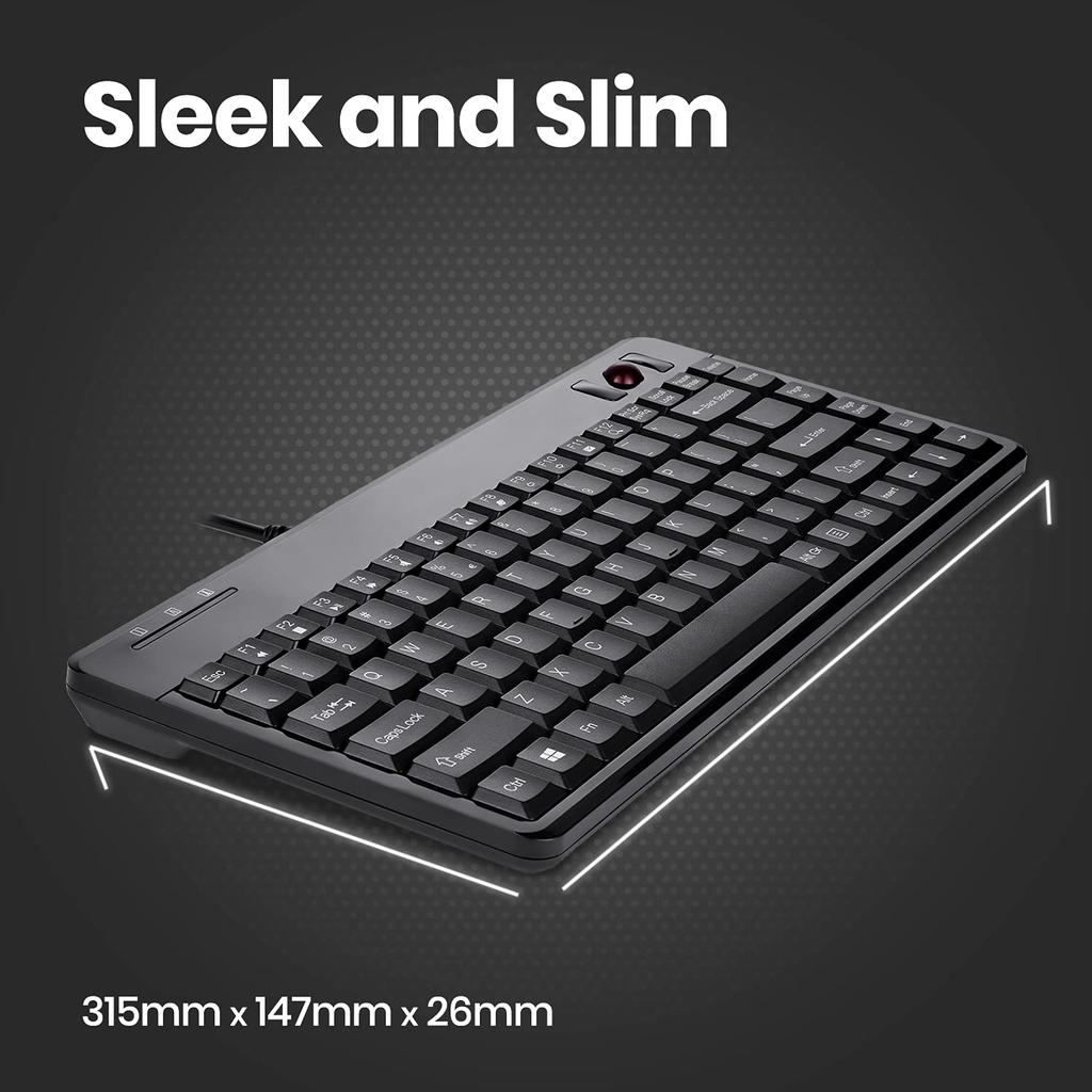 Perix PLUS Keyboard with Trackball 2 USB Hubs 14mm Optical Trackball USB Size 315x147x23mm Cable For Commercial Use English Keyboard Layout