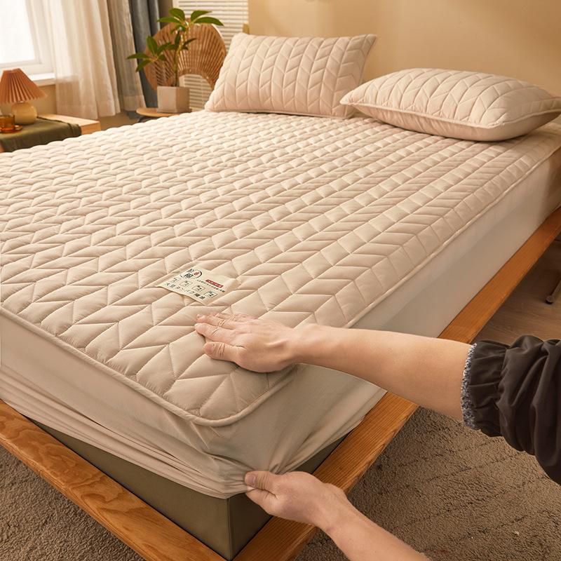 Pure Cotton Thickened Mattress Quilted Cotton Non-slip and Dust-proof Mattress Cover Sheet Simmons Mattress Protective Cover Thin Brown Mattress Cover