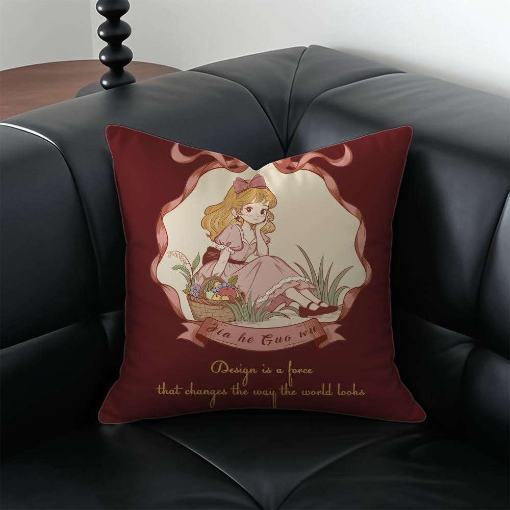 Cute girl Cushion Cover Pillow Case Antidustmite Invisible zipper silky plush cushion