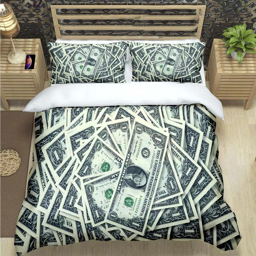 Modische 3D Lustige Geld Dollar Druck Bettwäsche Sets Bettwaren Set Bettbezug Bettdecke Set Bettwäsche Set Luxuriöses Geschenk