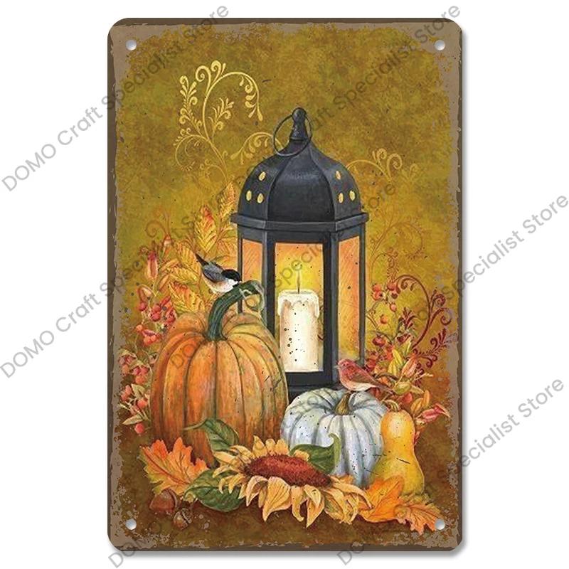 Halloween Night Party Poster Vintage Metal Signs Pumpkin Trick or Treat Metal Tin Plate Wall Art Decor For Bar Pub Club Home