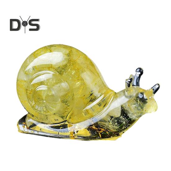 

Фигурка улитки из искусственного кристалла, красочная статуэтка улитки из натурального камня, мини-украшение в виде исцеляющей улитки, вырезанное вручную, украшение для домашнего офиса, рабочего стола жёлтый