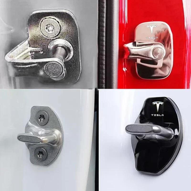 Car Sticker 2025 New Tesla 4pcs/set 3D Car Door Lock Cover Emblem Sticker for Tesla 2017-2019 Model 3 2019 Model X Protector Bad