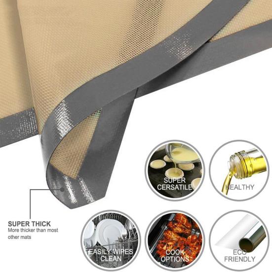 Yousheng 0.4mm Silicone Baking Mat with Fiberglass Non-Stick Oven Liner Heat Resistant Reusable Pad for Baking Cookies Pastries Dishwasher Safe Tool