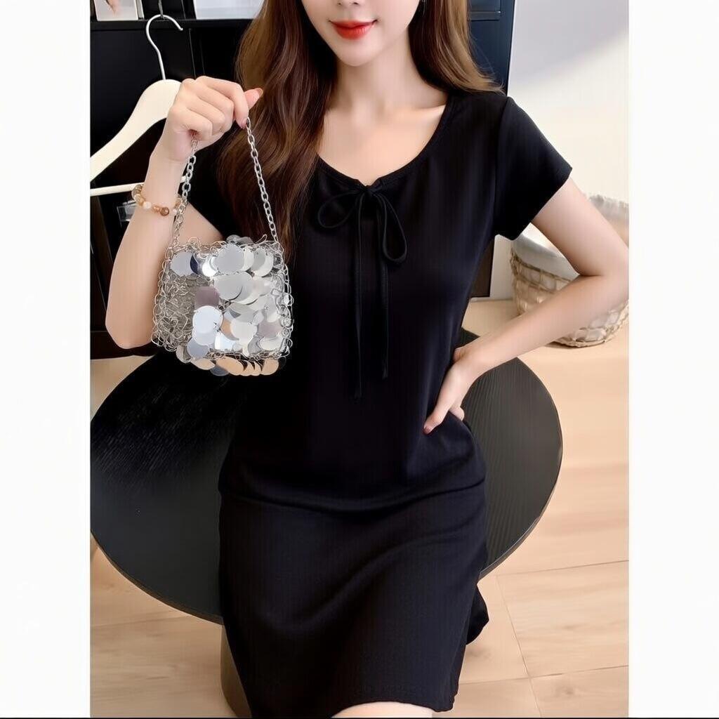 New Korean Version Summer Front Shoulder Short-sleeved T-shirt Student Waist Design Chic Short Top Women's Bottoming Shirt