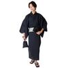 Yukata Set Inner Drawstring Geta Obi Set Dark Blue [GRADE] Men's Set "Elegant Yukata" 6-piece (obi, Obi, Bag, Fan, Sandals) One-touch (M, Shijira)