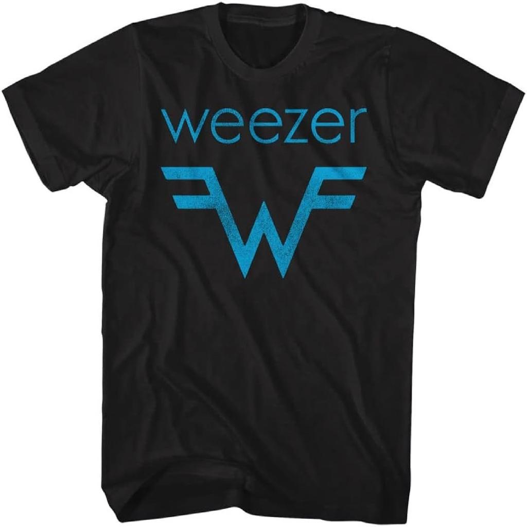 T-shirt a maniche corte da adulto con logo della band rock Weezer e stampa di testi sul davanti e sul retro