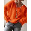 Women's Pullovers V-neck Loose Casual Long Sleeve Women's Knitted Sweater Autumn and Winter New Solid Color Soft Warm Office Lady Knitwear Tops