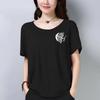 Sommer Neues Übergrößen Damen Kurzarm T-Shirt für Damen, Füllige MM Locker und Schlankmachend Fleisch und Alter Reduzierend Besticktes Top für Damen