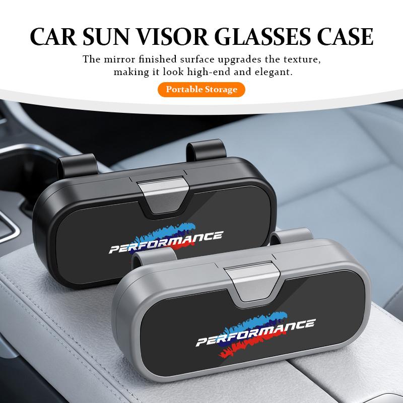 Car Glasses Holder Sun Visor Storage Box Cards Tickets Eyeglass Case For BMW Performance 1 3 5 7 Series M E93 F20 iX1 iX2 iX3 ADMVN1