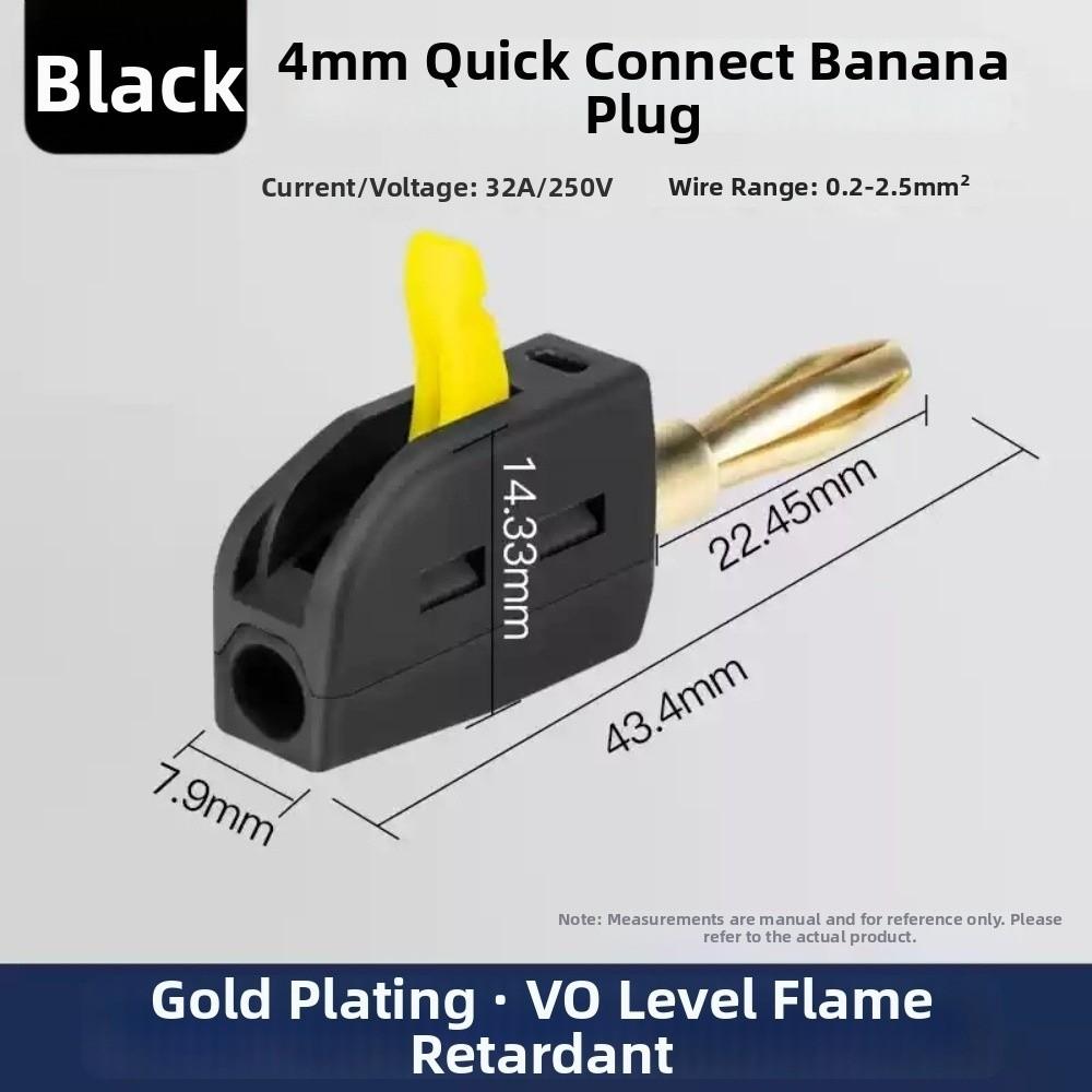 1/10pcs Solderless Design High Current Banana Plug Gold Plated Banana Plug  Audio Equipment