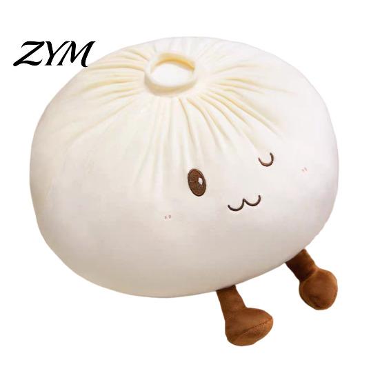 Comfortable Lumbar Support Pillow Cute Dumpling Plush Throw Pillow, Soft Stuffed Food Toy for Kids Adults, Decorative Bedroom Cartoon Bun Cushion Sofa