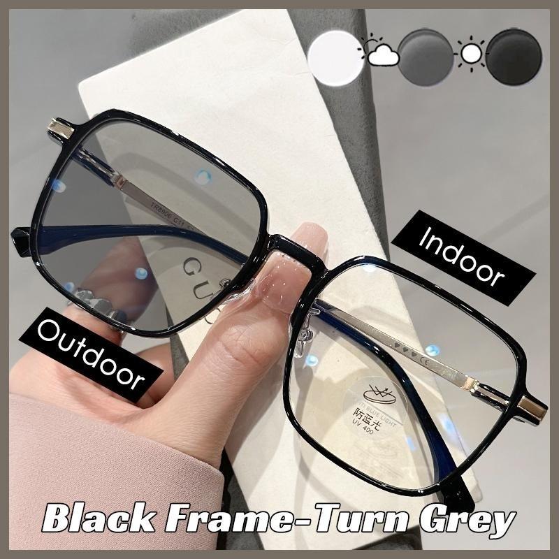 Anti Blue Light Farsighted Eyeglasses Translucent Discolored Reading Glasses Photochromic 0-+400