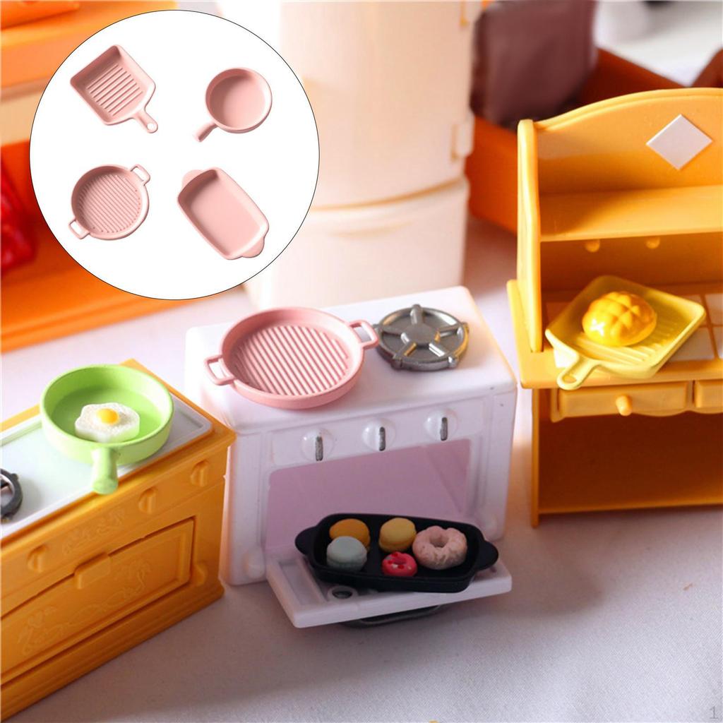 4 Pcs Dollhouse Chen Utensils Oven Plate Models Tableware Miniature Cooking Scene Accessory
