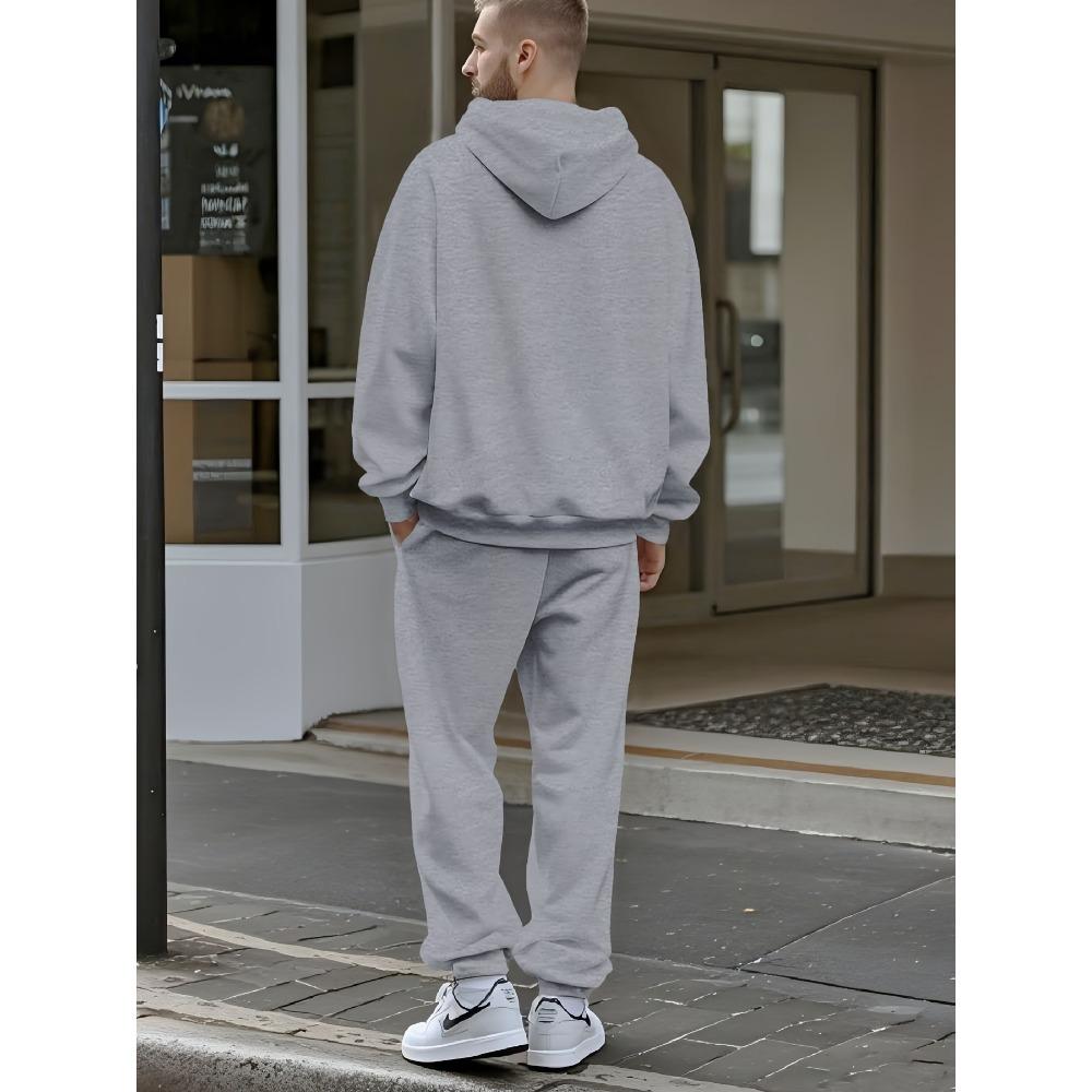 Men's Hooded Sports Suit, Available In Multiple Colors, Featuring Letter Printed Hoodies and Pants, Effortlessly Creating a Street Style Look