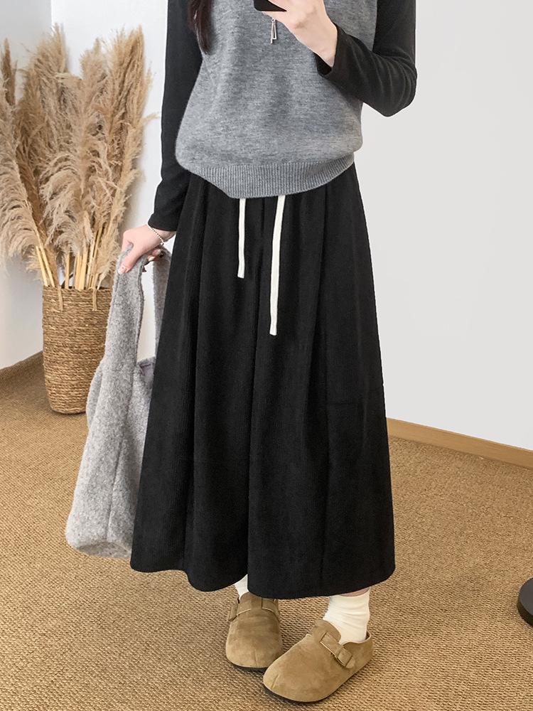 Women's High-Waist Corduroy Wide-Leg Lantern Pants - Autumn/Winter Casual Style