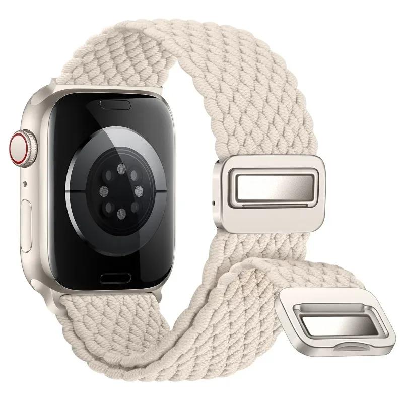 Nylon Band For Apple Watch Strap 44mm 40mm 45mm 46mm 49mm 41mm 38 Magnetic Braided Bracelet iWatch Series Se 7 6 8 9 10 Ultra 2