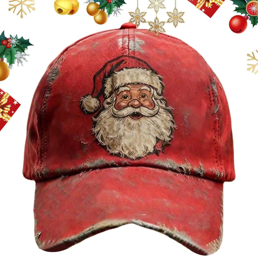 Santa Claus printed baseball cap Christmas baseball hat red Santa Claus Merry Christmas hat washed baseball cap Versatile