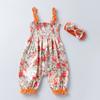 Newborn Infant Baby Girls Ruffle Floral  Romper Jumpsuit+Headband Sets