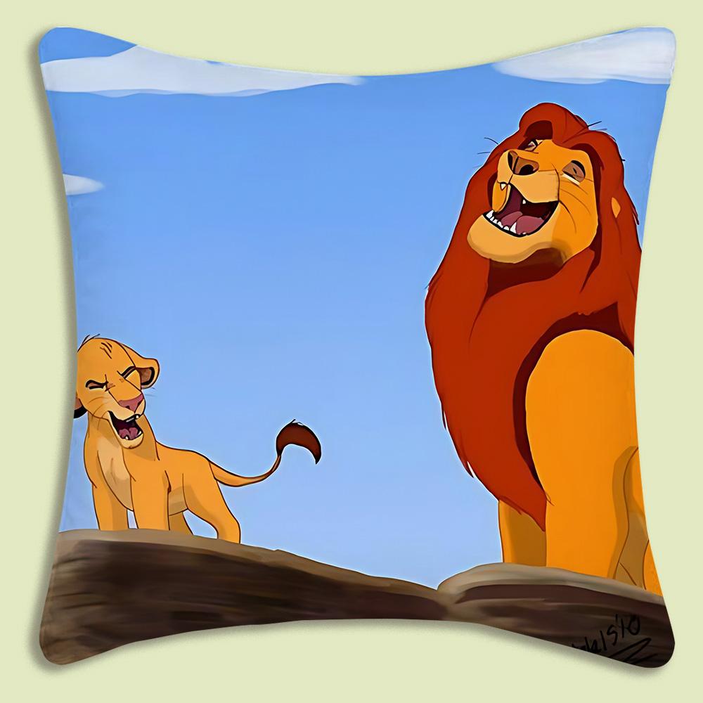 The Lion King Pillow Covers Cartoon Sofa Decorative Home Double-Sided Printing Short Plush Cute Cushion Cover