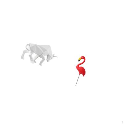 Modern Resin Bull And Flamingo Garden Sculpture Abstract Collectible Ornament for Entryway Tabletop