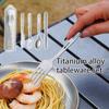 Lightweight Portable Titanium Tableware Set - Outdoor Camping Spoons Forks Chopsticks Western Food Knife Home Sanding Soup Spoon