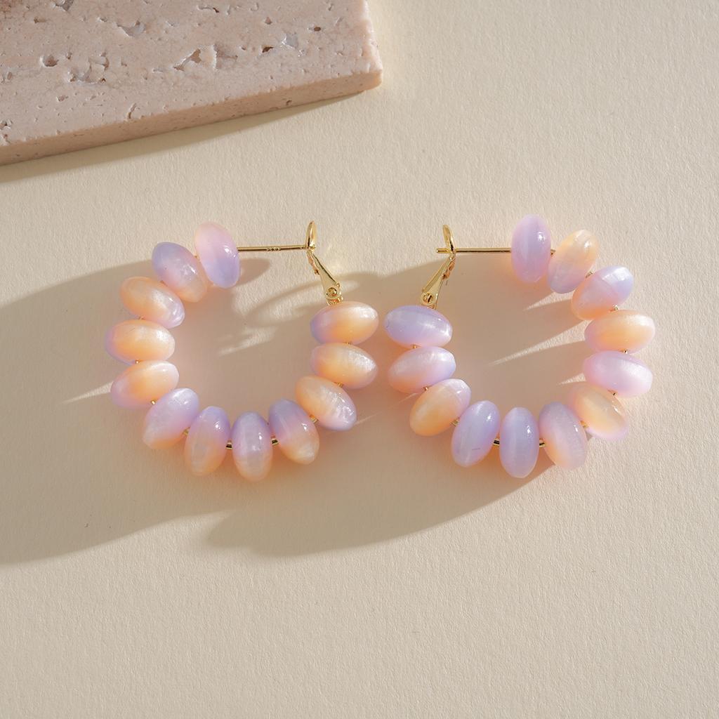 Round Resin Silver Needle Earrings Color Unique Earrings Fashion Personality Earrings