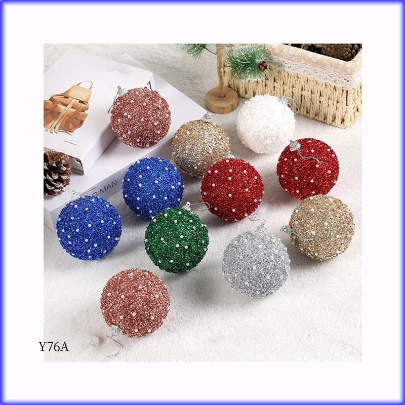 Good-8Cm/6PCS Pearl Diamond Sequin Christmas Ball Case Home Store Holiday Party Pendants Christmas Tree Hanging Decoration