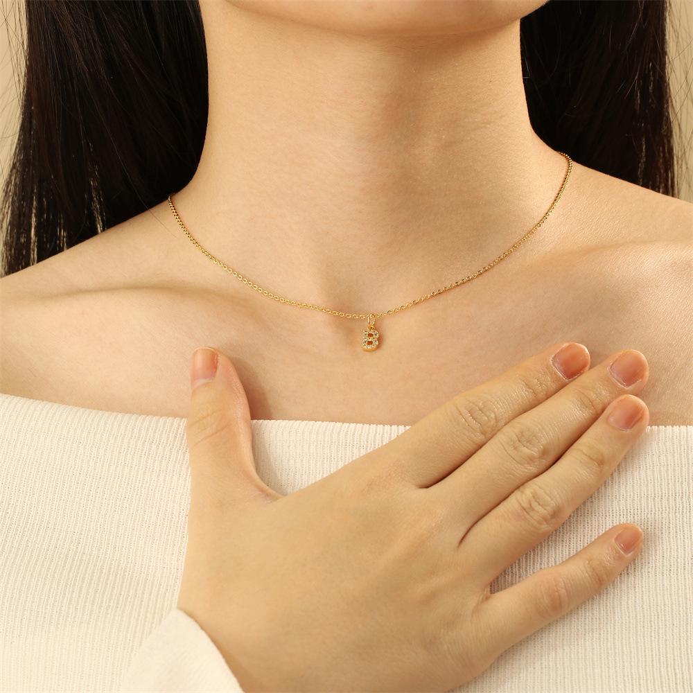 New Diamond Clavicle Necklace with 26 Alphabet Pendants - Stylish European and American Jewelry