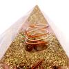 [GOLD STONE] Natural Orgonite Pyramid with Single Quartz Crystal, Spiritual Item, Approximately 65-70mm Wide, Pink Opal