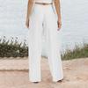 Pantalones de Pierna Ancha para Mujer Casual Femeninos Cintura Alta Elástica Lisos Largos ARJ-001