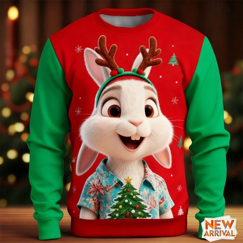 Eekhoorn Uil Beer Patroon Sweatshirts Voor Mannen Vrouwen Kerstmis 3D Geprint Pullover Festival Feest Hoodies Lange Mouwen Ronde Hals Top