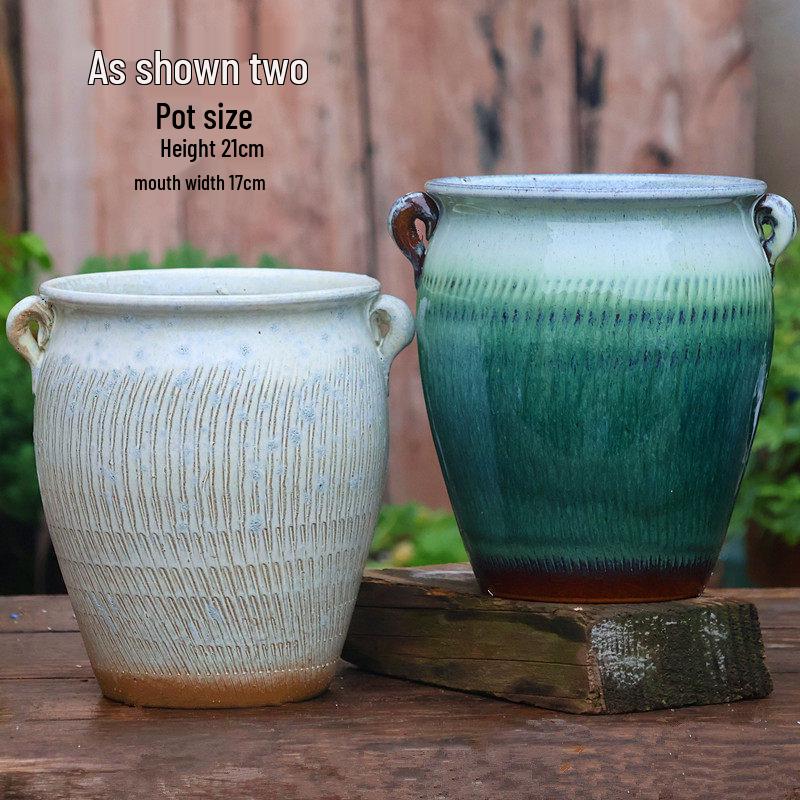 Handmade Coarse Ceramic Succulent Planter, Orchid Breathable Zisha Pot, Old Tree Design, Tall Rose Pot.