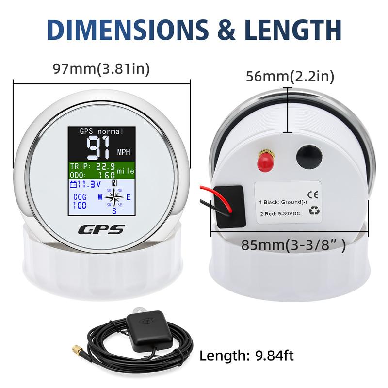 85mm Digital GPS Speedometer For Car Truck Boat Motorcycle Speed Gauge with GPS Antenna Odometer Trip MPH Knots Km/h TFT Screen