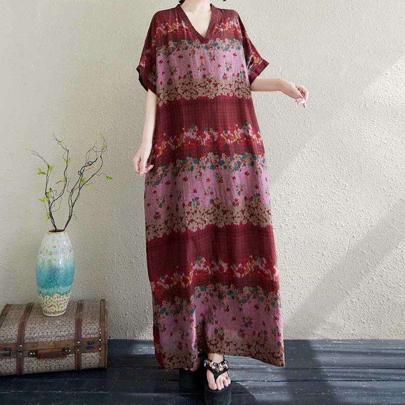 Summer V-neck Beach Dress Long Robe