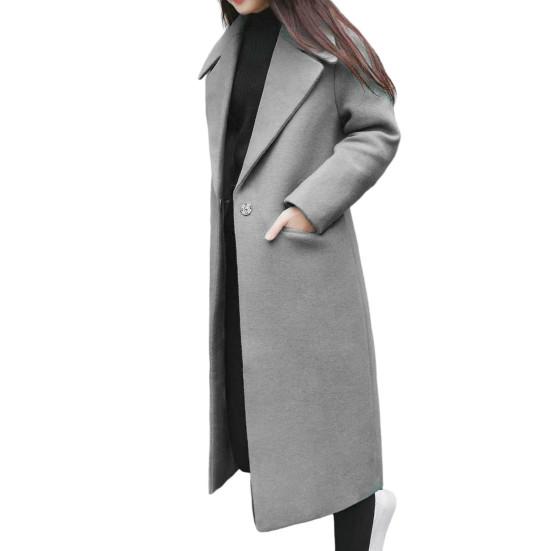 Dámský zimní kabát, midi délka, volný, jednobarevný, kardigan, kapsy, termo, jeden kus