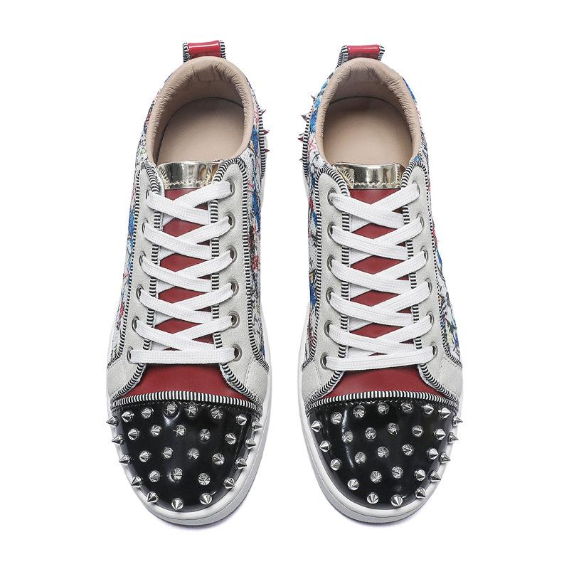

Red sole men s casual rivet board shoes men s fashion hot diamond spirit boy trend men s shoes CL055 44