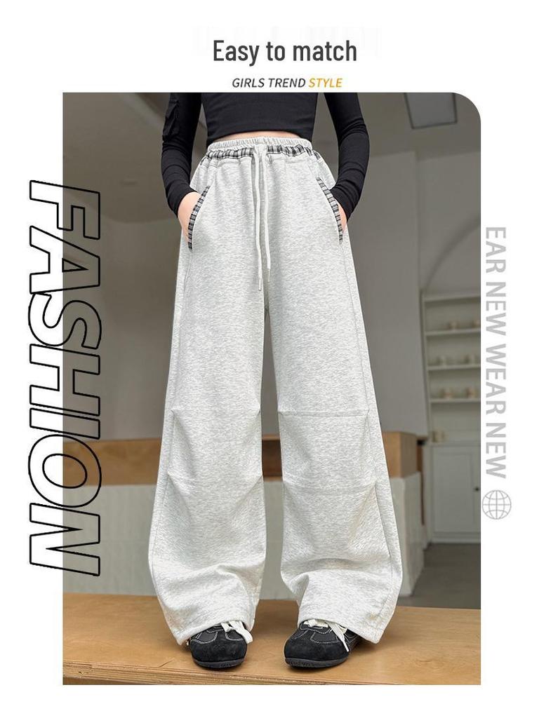 2025 Girls' Spring/Autumn Middle School Straight-Leg Cargo Sweatpants