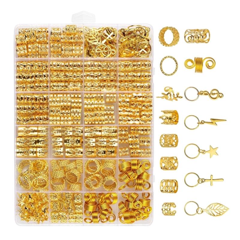 275pcs Metal Hair Cuffs Clip Hair Rings for Braids Dreadlocks Adjustable Unisex Jewelry Styling Kits for Adults Teens